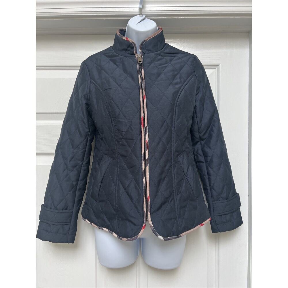 Women's BURBERRY London Quilted Jacket Coat Full Zip Tag M fits XS